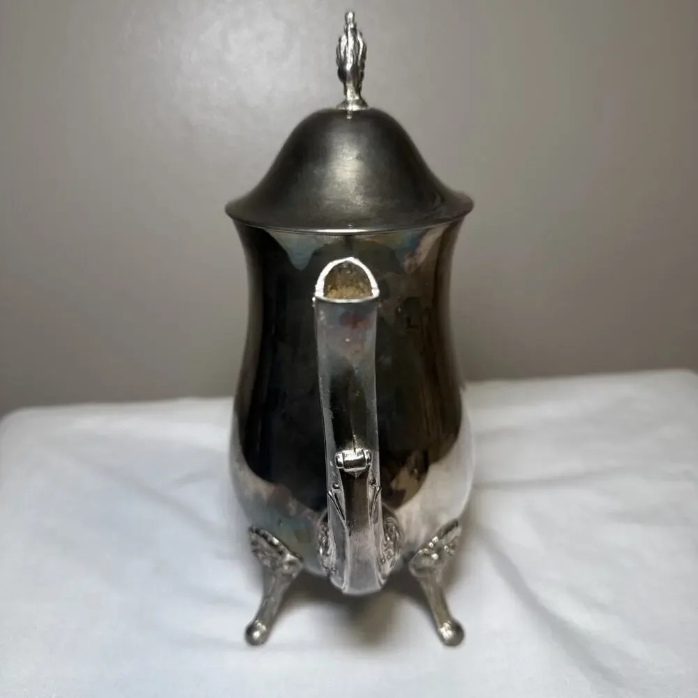 Antique Edwardian Silver On Copper Coffee Pot Gold Wash Interior Hinged Lid